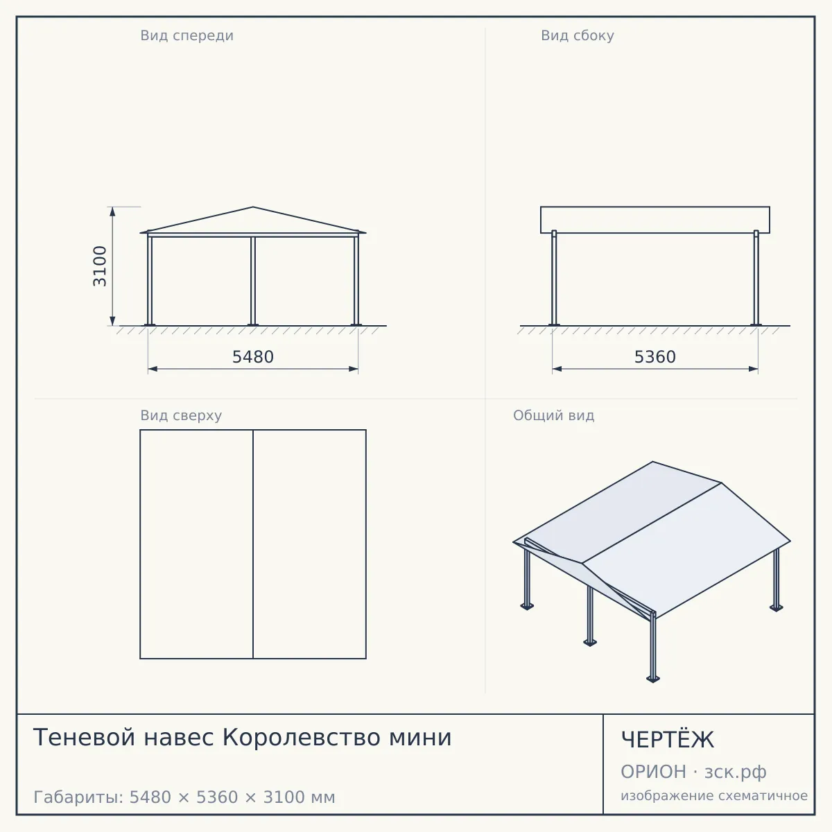 Теневой навес Королевство мини — чертёж